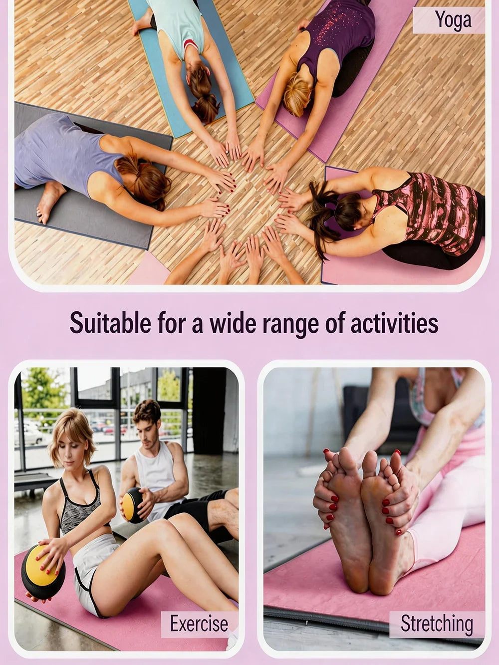 DOVA non-slip Pilates and yoga mat towel, silicone grip dots detail