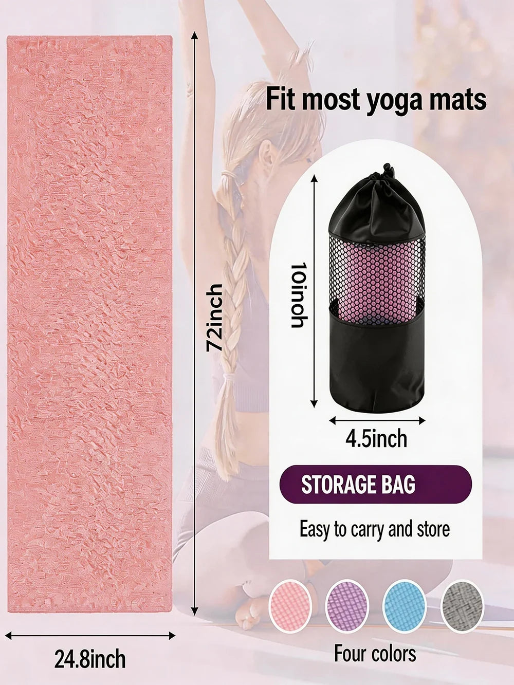 DOVA non-slip Pilates and yoga mat towel in use during a workout